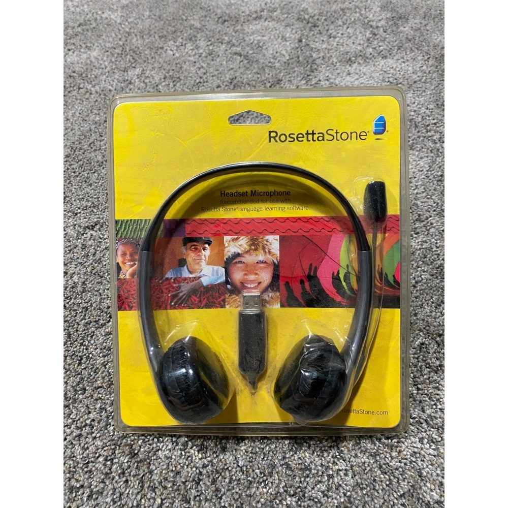 Rosetta Stone Headset Microphone Unisex OS Black New USB Wired Noise Canceling